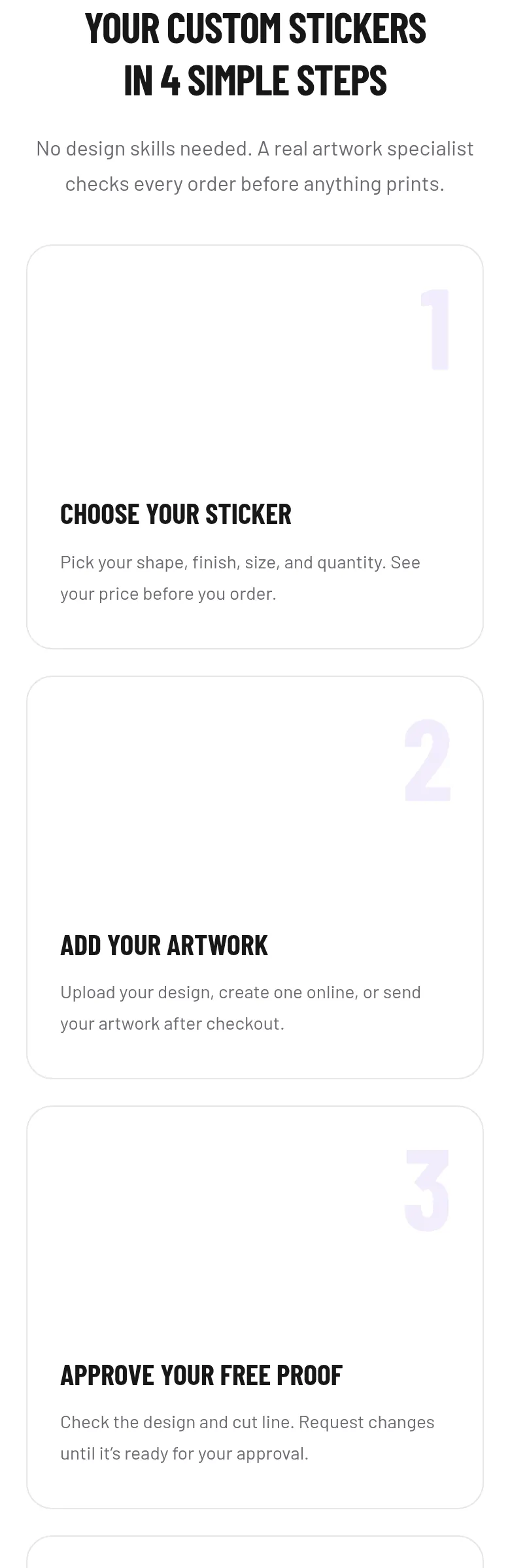 Mobile ordering steps on the Vinyl Status homepage